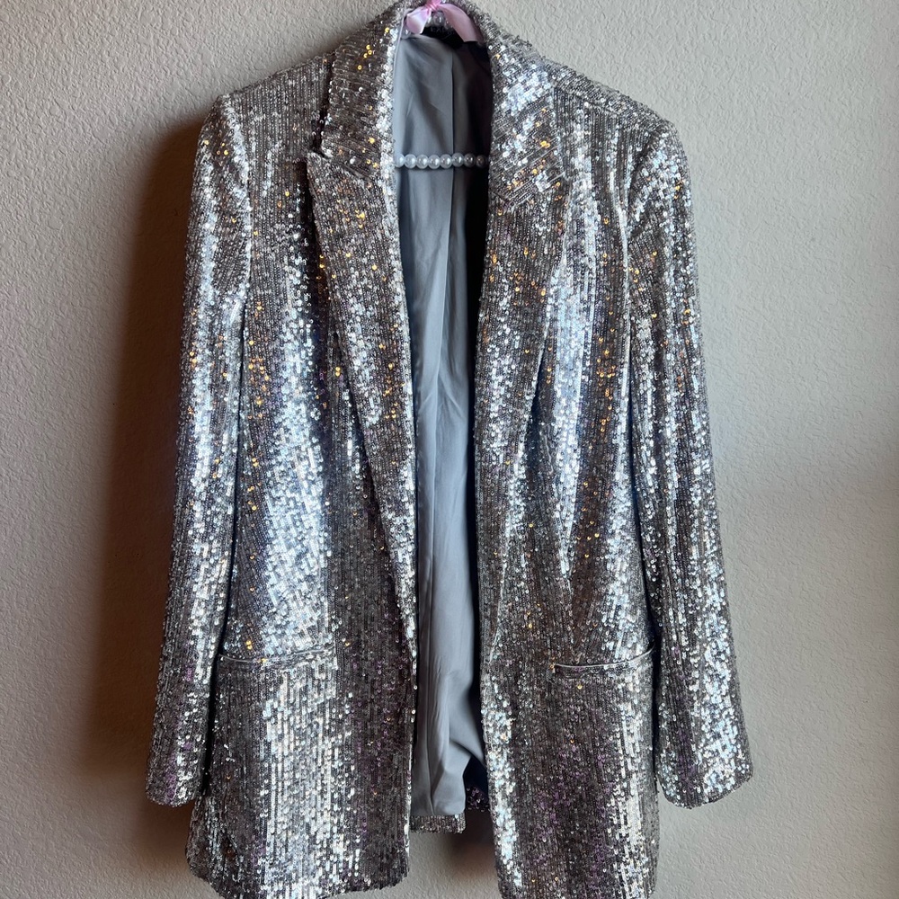 Express Silver Sequin Blazer